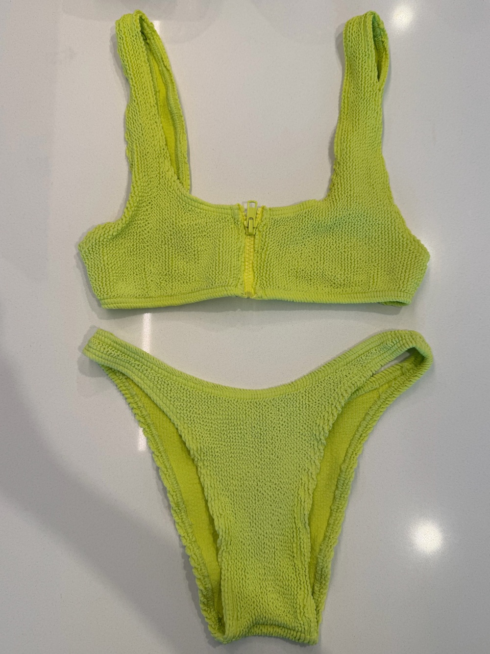 bond-eye Sloane Zipper Top Bikini Set Sunny Lime Green/Neon Yellow Size: OS